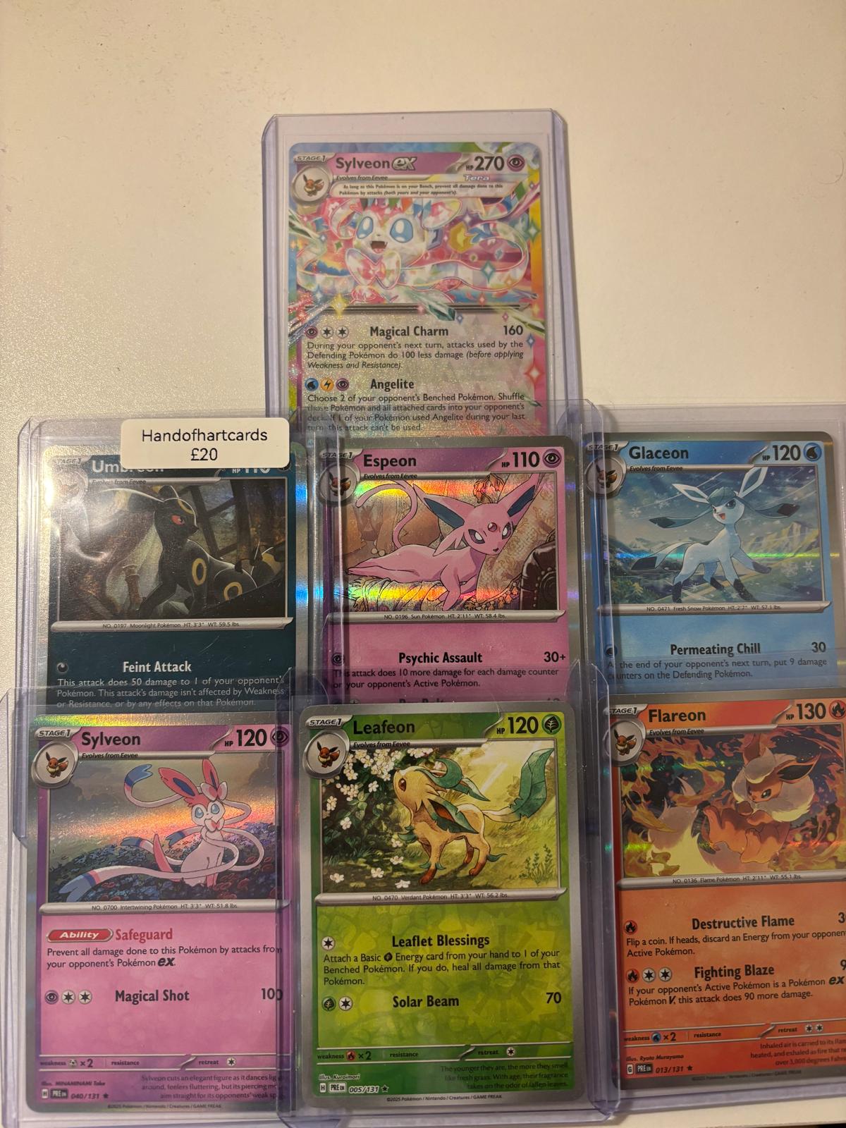 Sylveon EX/Umbreon/ Glaceon/Sylveon/Leafeon/Flareon/Espeon - Prismatic Evolutions! 7 CARD BUNDLE